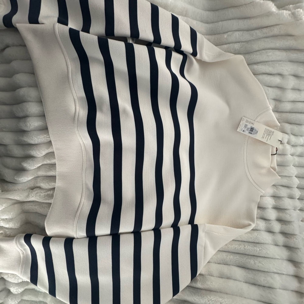 Striped Cream and Navy Sweatshirt